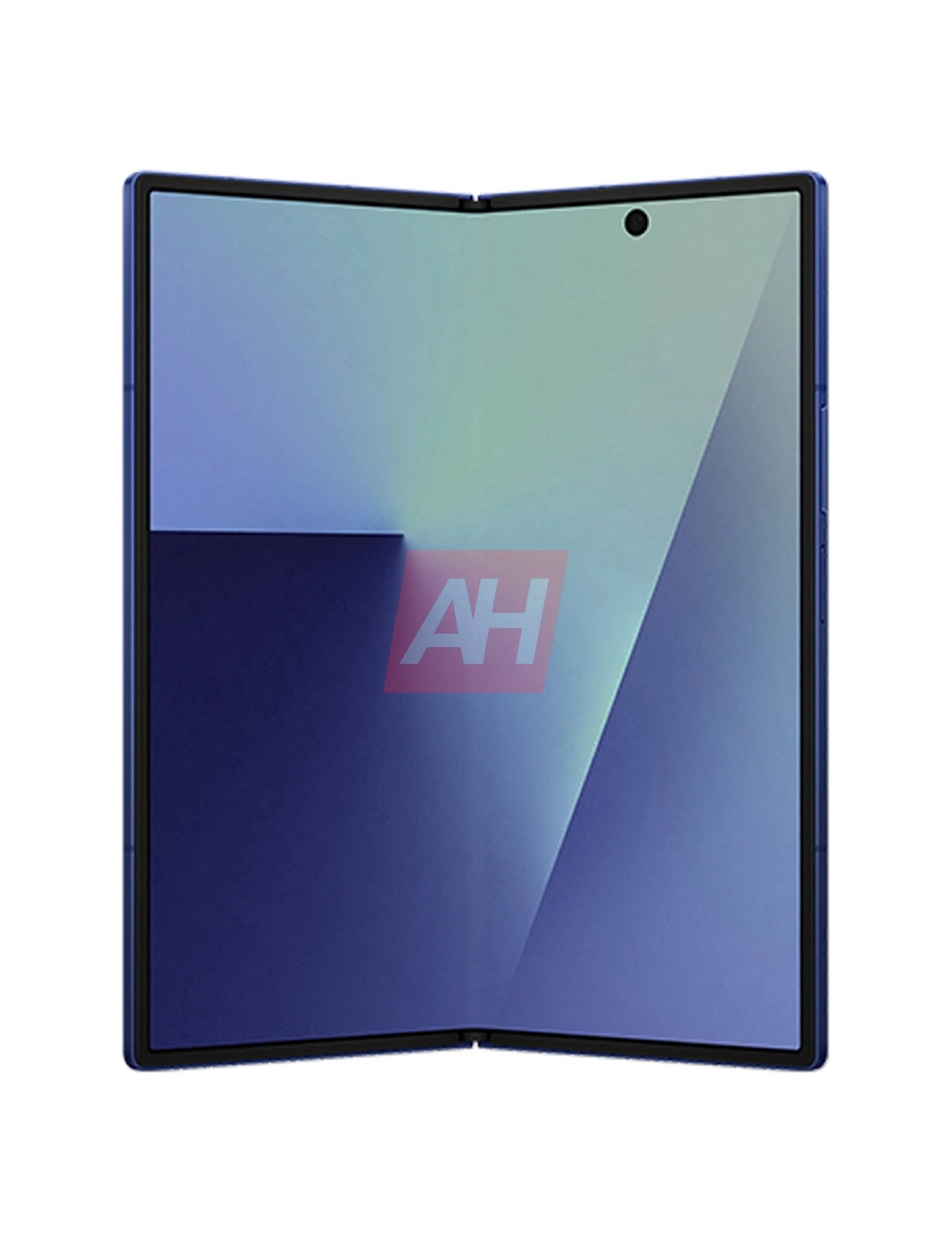 Allegedly official render of the Samsung Galaxy Z Fold 7 from the front, with the phone open