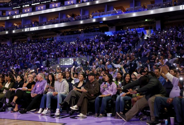 Golden State Valkyries fans light up their cell phones during the third quarter of their WBNA game against the New York Liberty at the Chase Center in San Francisco, Calif., on Wednesday, June 25, 2025. (Jane Tyska/Bay Area News Group)