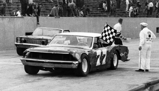 Bud Koehler is the winner of the 30-lap featured stock car race at Soldier Field on May 12, 1968, in Chicago. (Ed Feeney/Chicago Tribune)