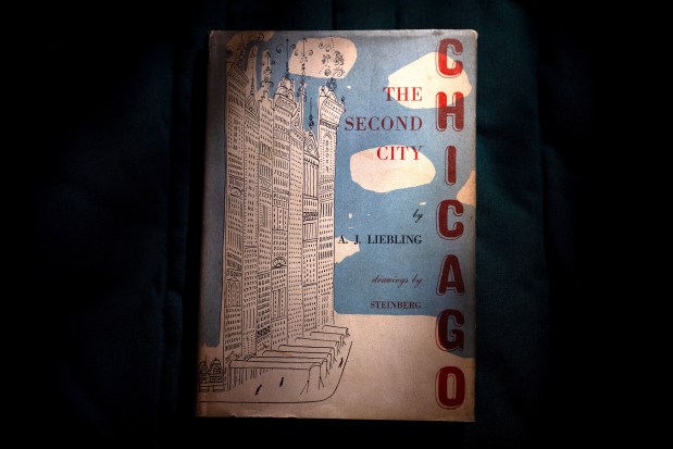 A first-edition copy of A.J. Liebling's "Chicago: The Second City" from the collection of the Newberry Library on March 19, 2025. (E. Jason Wambsgans/Chicago Tribune)