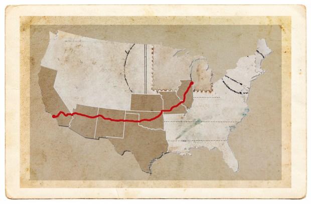 The journey along Route 66 map to Chicago, June 21, 2025.