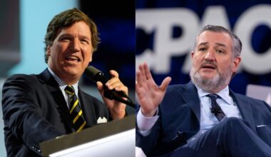 Tucker Carlson (left) and Ted Cruz (right). (Associated Press photos)