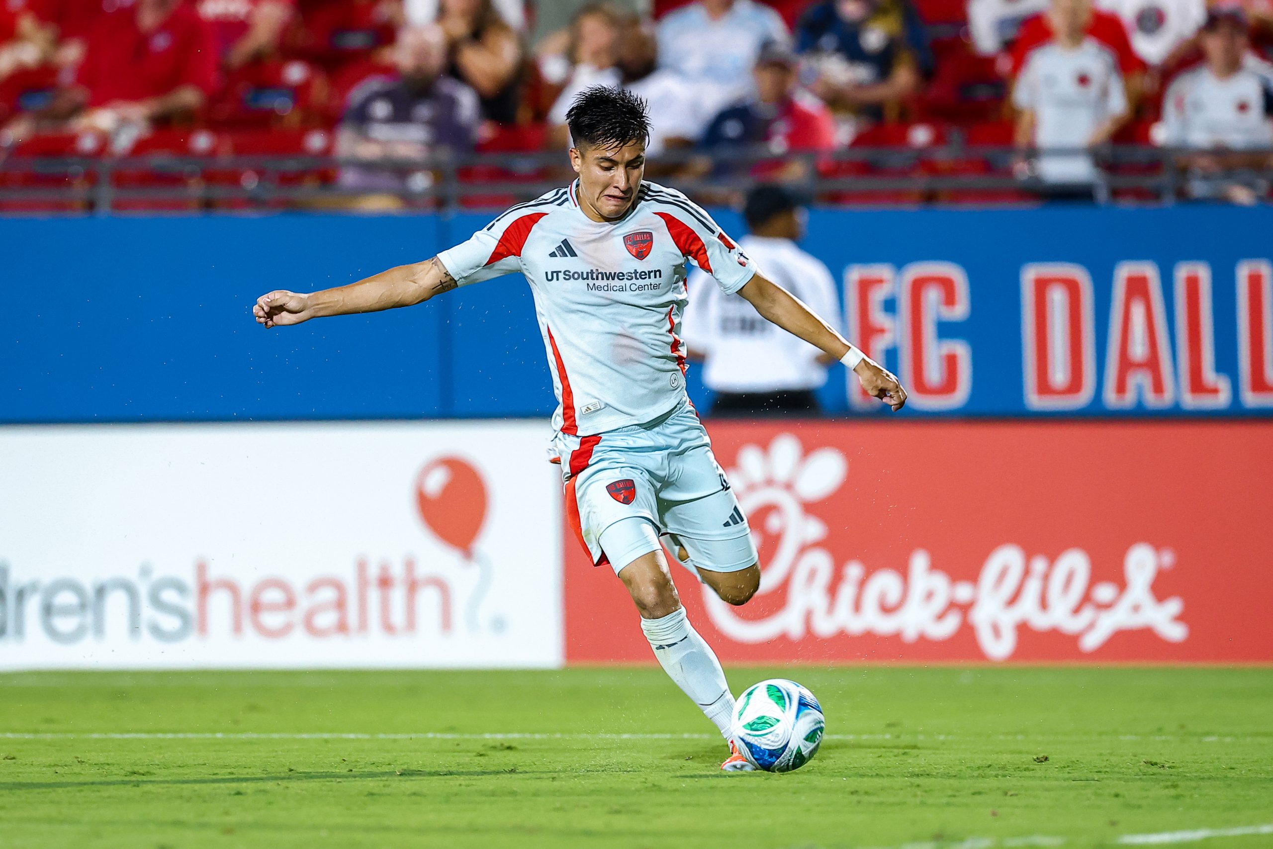 Marco Farfan fires a shot against San Jose Earthquakes, June 25, 2025. (Matt Visinsky, 3rd Degree)
