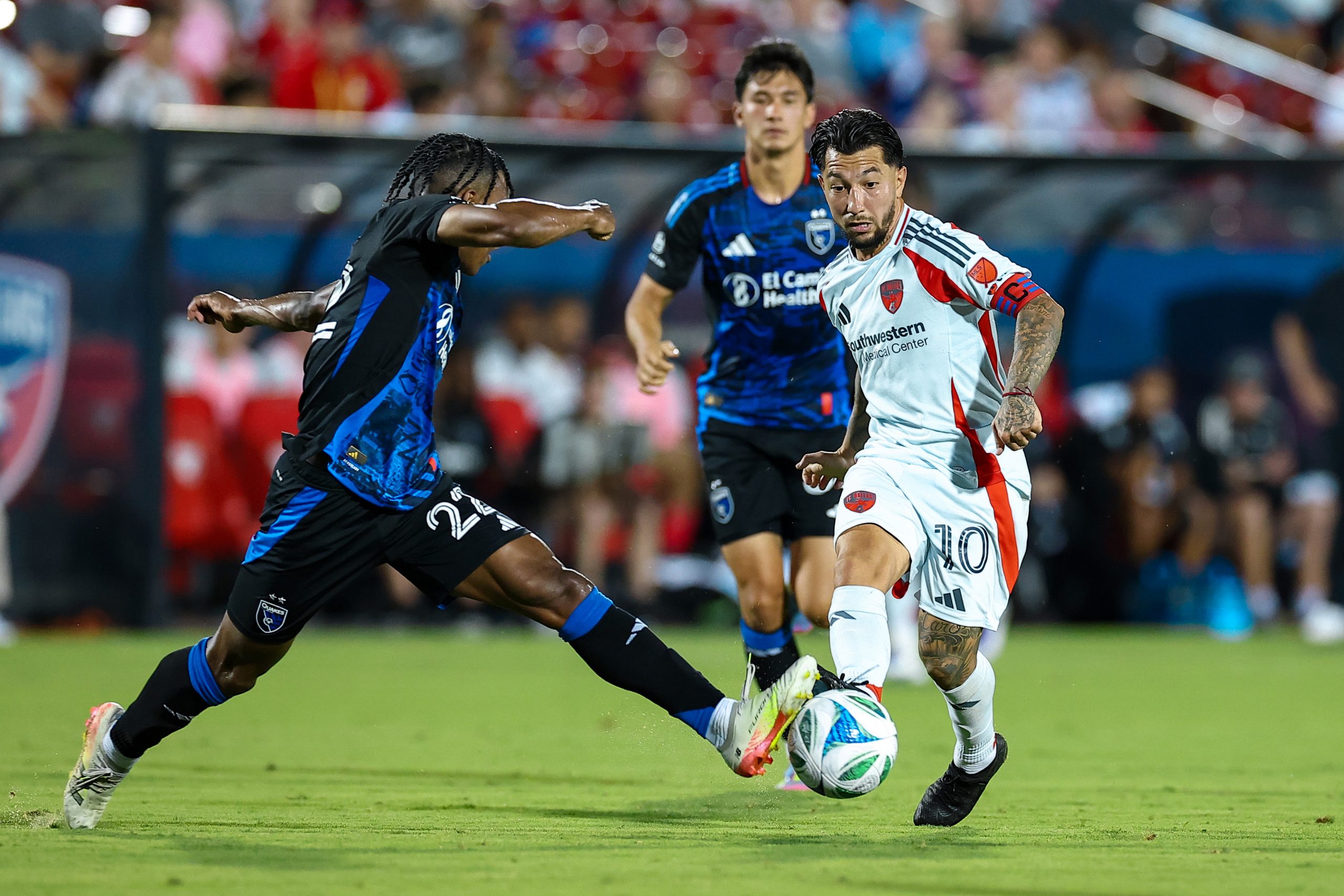 Lucho Acosta gets an assist against San Jose Earthquakes, June 25, 2025. (Matt Visinsky, 3rd Degree)