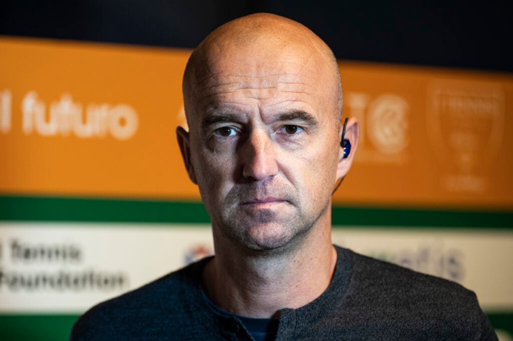 Ivan Ljubicic looking on during a press conference in 2021