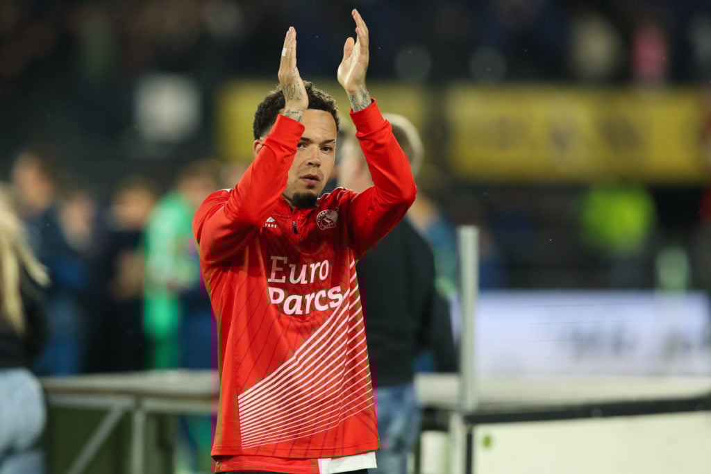 Quilindschy Hartman applauds the fans during Feyenoord v PSV - Dutch Super Cup
