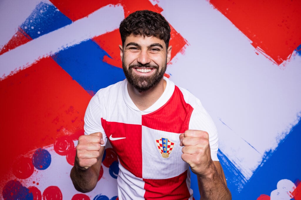 Josko Gvardiol of Croatia poses for a portrait during the Croatia Portrait session ahead of the UEFA EURO 2024 Germany on June 10, 2024 in Neuruppi...