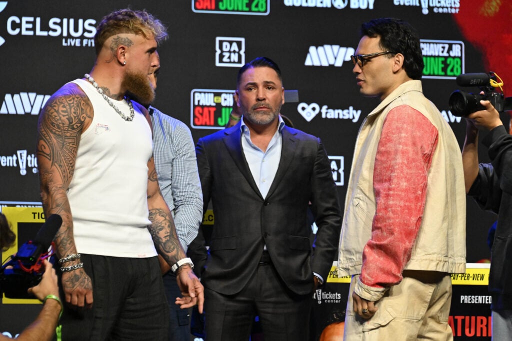 Jake Paul and Julio Cesar Chavez Jr face off at press conference ahead of fight