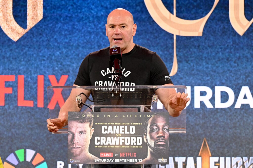 Dana White speaks at the Canelo Alvarez vs Terence Crawford press conference