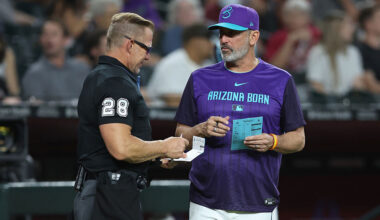 Manager Torey Lovullo #17 of the Arizona Diamondbacks...
