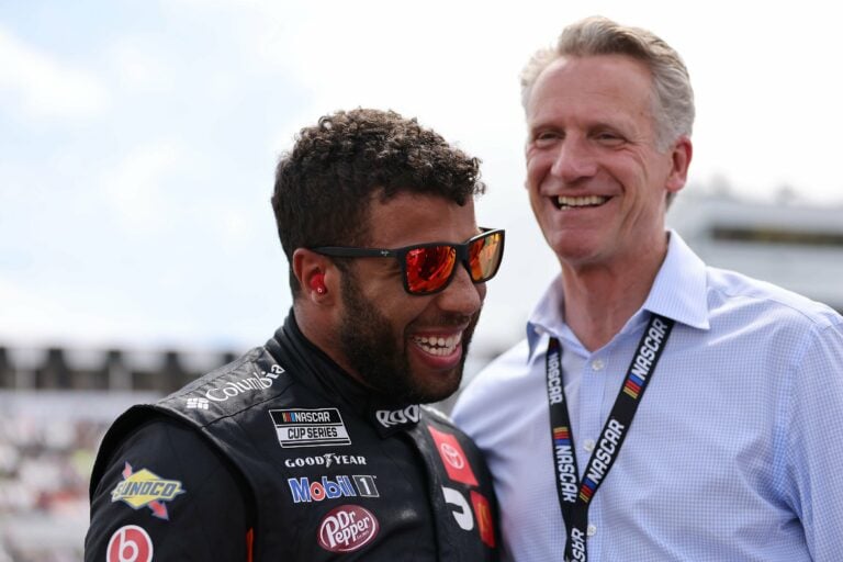 NASCAR driver Bubba Wallace with NASCAR president Steve Phelps