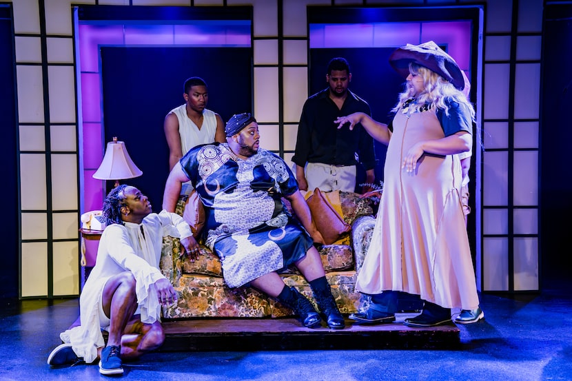 A scene in Circle Theatre's production of "A Strange Loop" parodies the religious and...