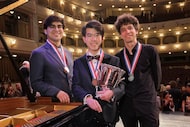 Top winners of the 2025 Van Cliburn International Piano Competition: L to R, Evren Ozel...