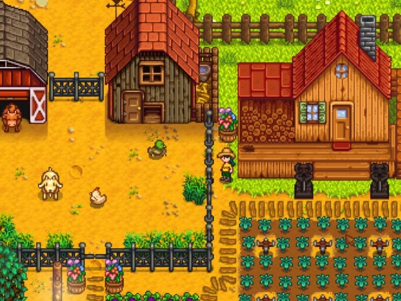 Player on farm in Stardew Valley (2016), ConcernedApe, Screenshot via Steam