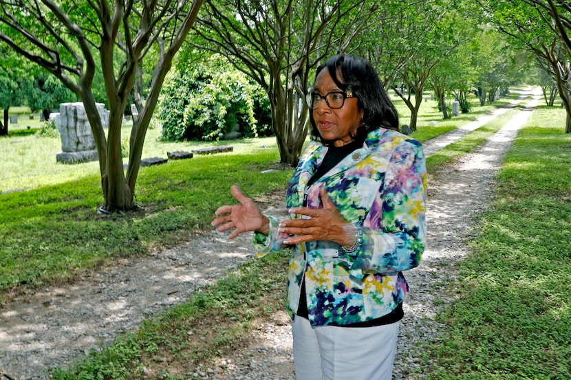 District 4 Council Member Carolyn King Arnold talks about the Oak Cliff Cemetery in south...