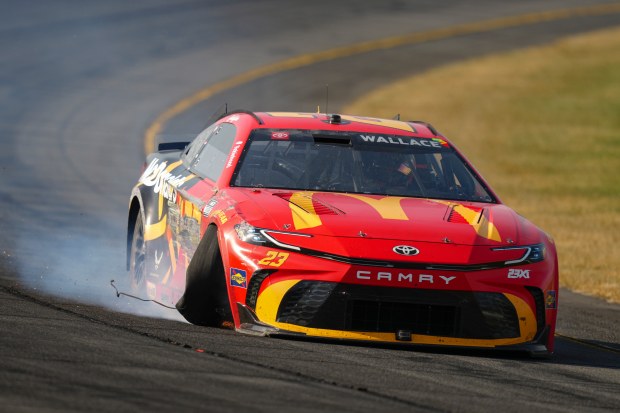 Bubba Wallace drives back to the garage after a wreck...