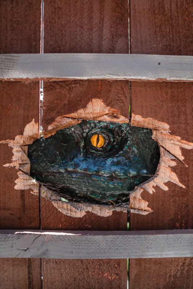 The Marshalls’ backyard features intricate details — such as a...