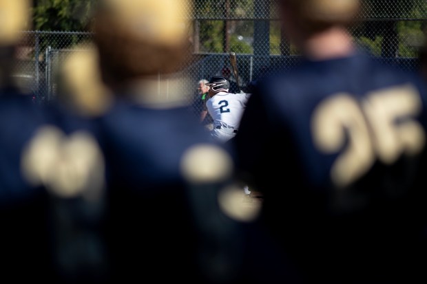 Granite Hills High School's Brenden Lewis (2) during Wednesday's CIF San Diego Open Division baseball playoff game between Del Norte High and Granite Hills High in San Diego, CA. (Xavier Hernandez for the UT)