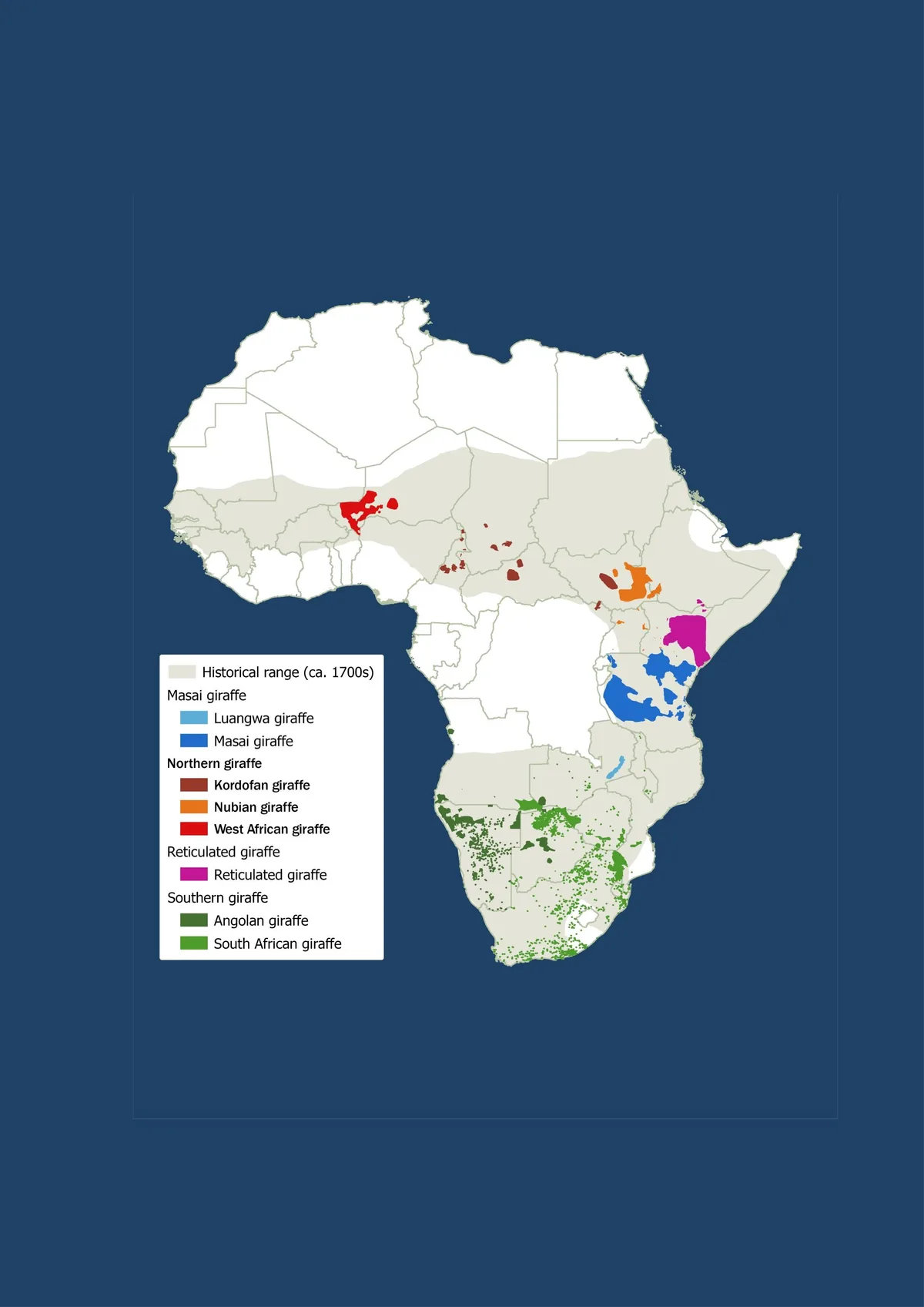 State of Giraffe 2025 range map