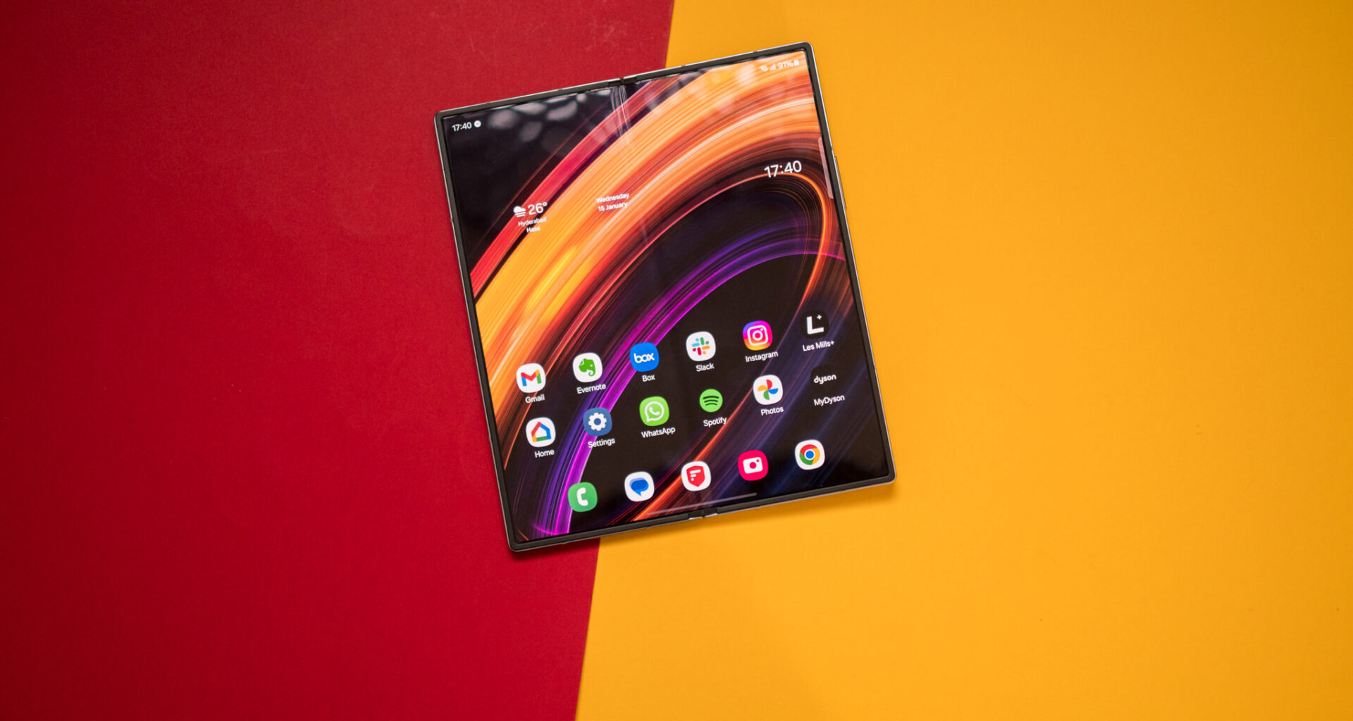 Galaxy Z Fold 6 against colorful background