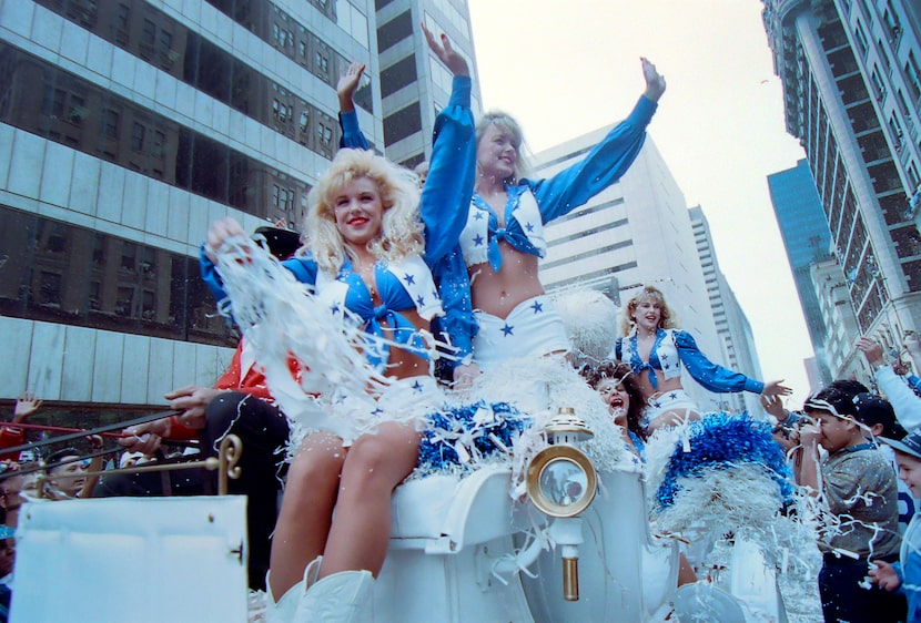 Dallas Cowboys Cheerleaders’ (from left) Amy Merriman Lemon, Suzanne Rouse (now Suzanne...