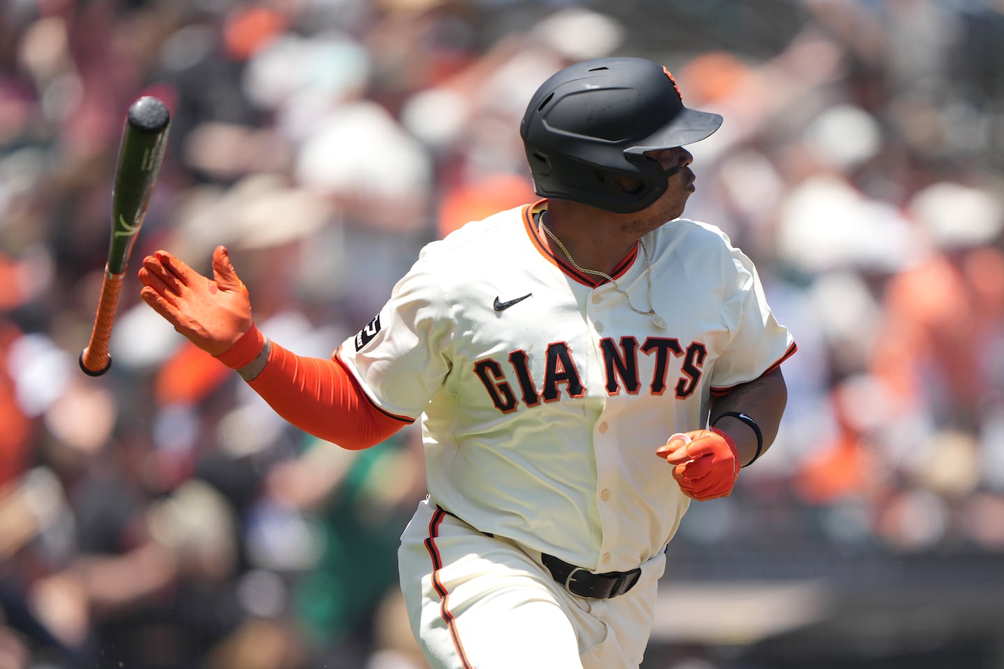 Former Red Sox Rafael Devers hit his first home run for the Giants against his old team on Saturday.