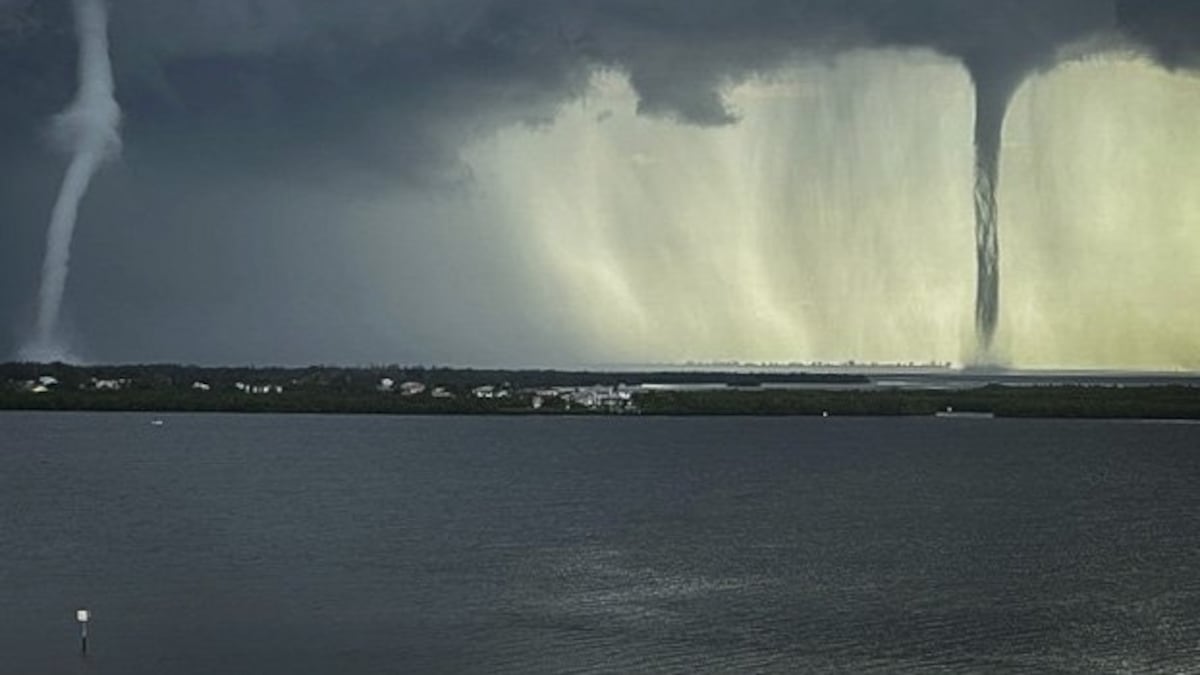 Twin waterspouts spotted over Tampa Bay