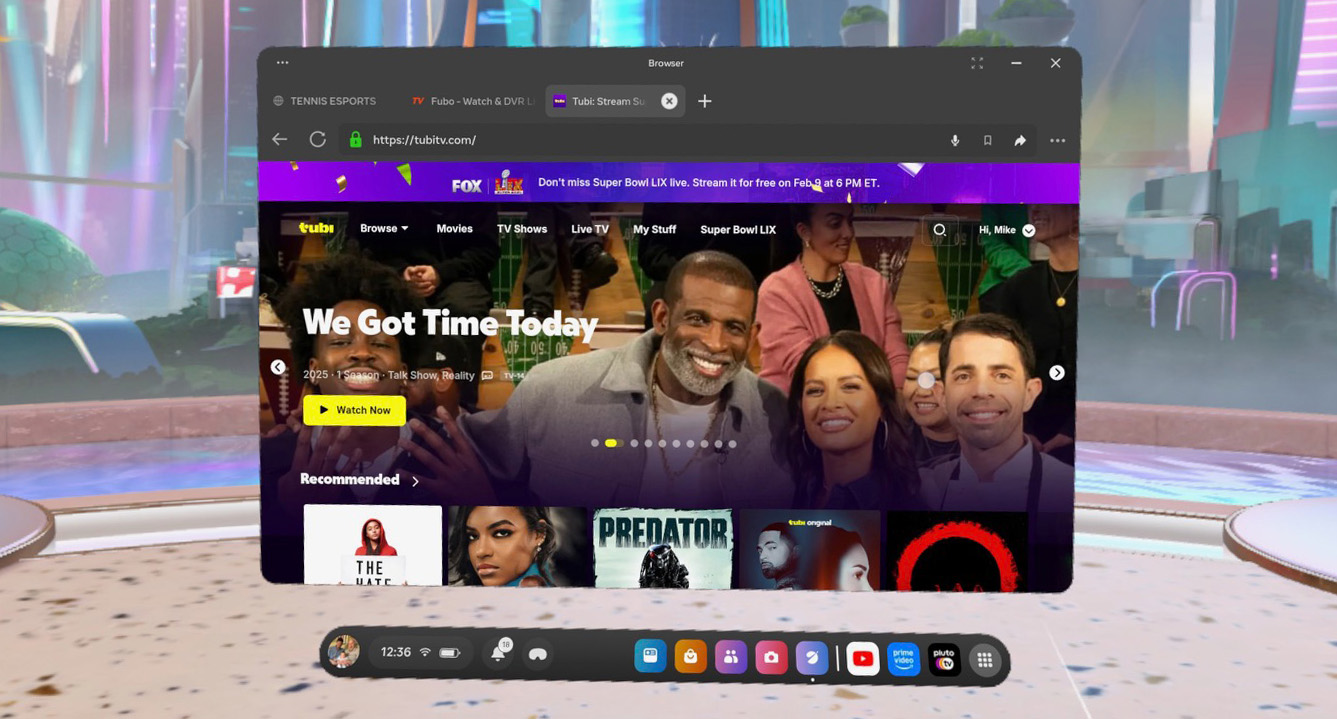 Tubi on meta quest 3 browser