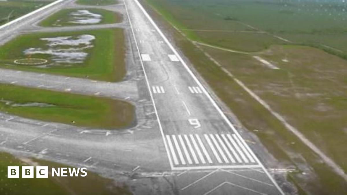 Map shows two graphics showing maps of Florida and the US and then a surveillance picture of the Dade-Collier airport