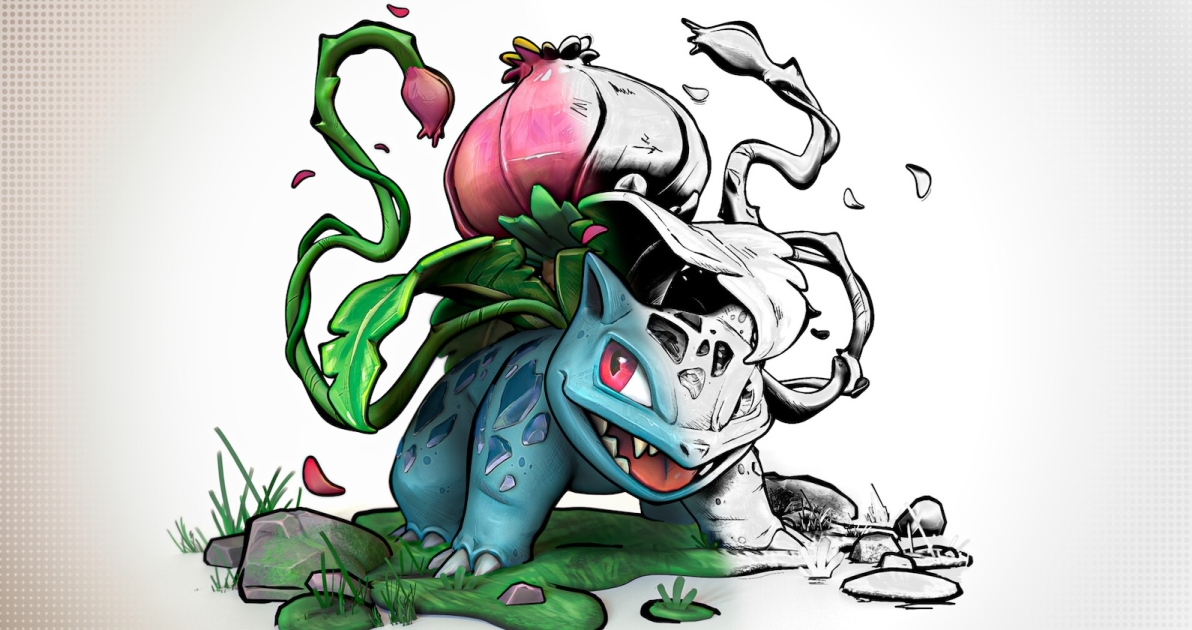 Stylized 3D Take on Ivysaur in ZBrush & Substance 3D Painter