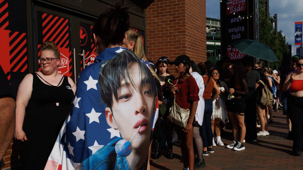 Stray Kids fans gather ahead of the K-pop band's concert at Wrigley Field