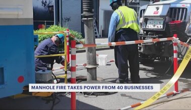 Nearly 40 Brooklyn businesses without power due to manhole fire in Red Hook