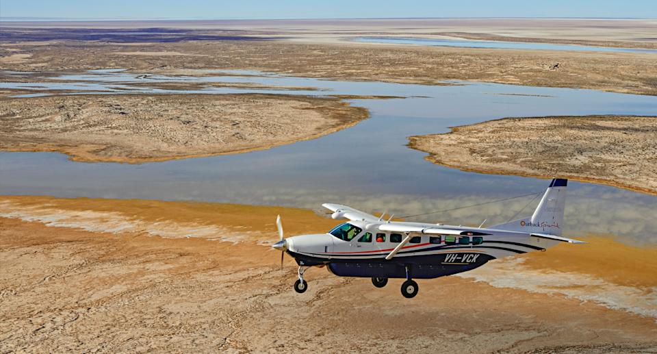 A plane over Lake Eyre in SA. 