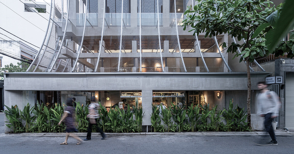 metal veil by KHOA VU turns vietnamese villa into a restaurant