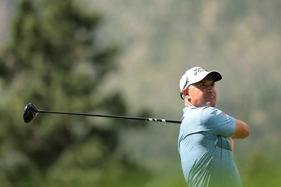 Padraig Harrington of Ireland hits a tee shot on the 17th hole during the second round of the U.S. Senior Open Championship 2025 at Broadmoor Golf Club on June 27, 2025 in Colorado Springs, Colorado. Getty Images