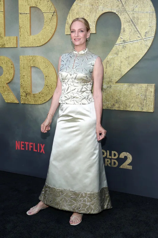 Uma Thurman attends the LA premiere of Netflix's "The Old Guard 2" at the Tudum theatre in Los Angeles on June 25, 2025.