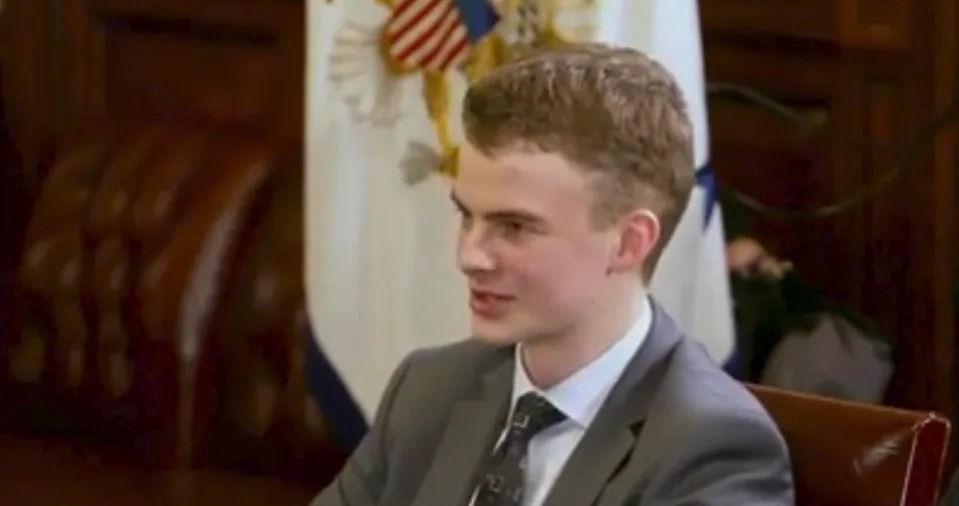 Edward Coristine, also known by his online nickname 'Big Balls,' is now working at the Social Security Administration. The White House announced his departure from DOGE earlier this week. (Jesse Watters Primetime/ Fox News)