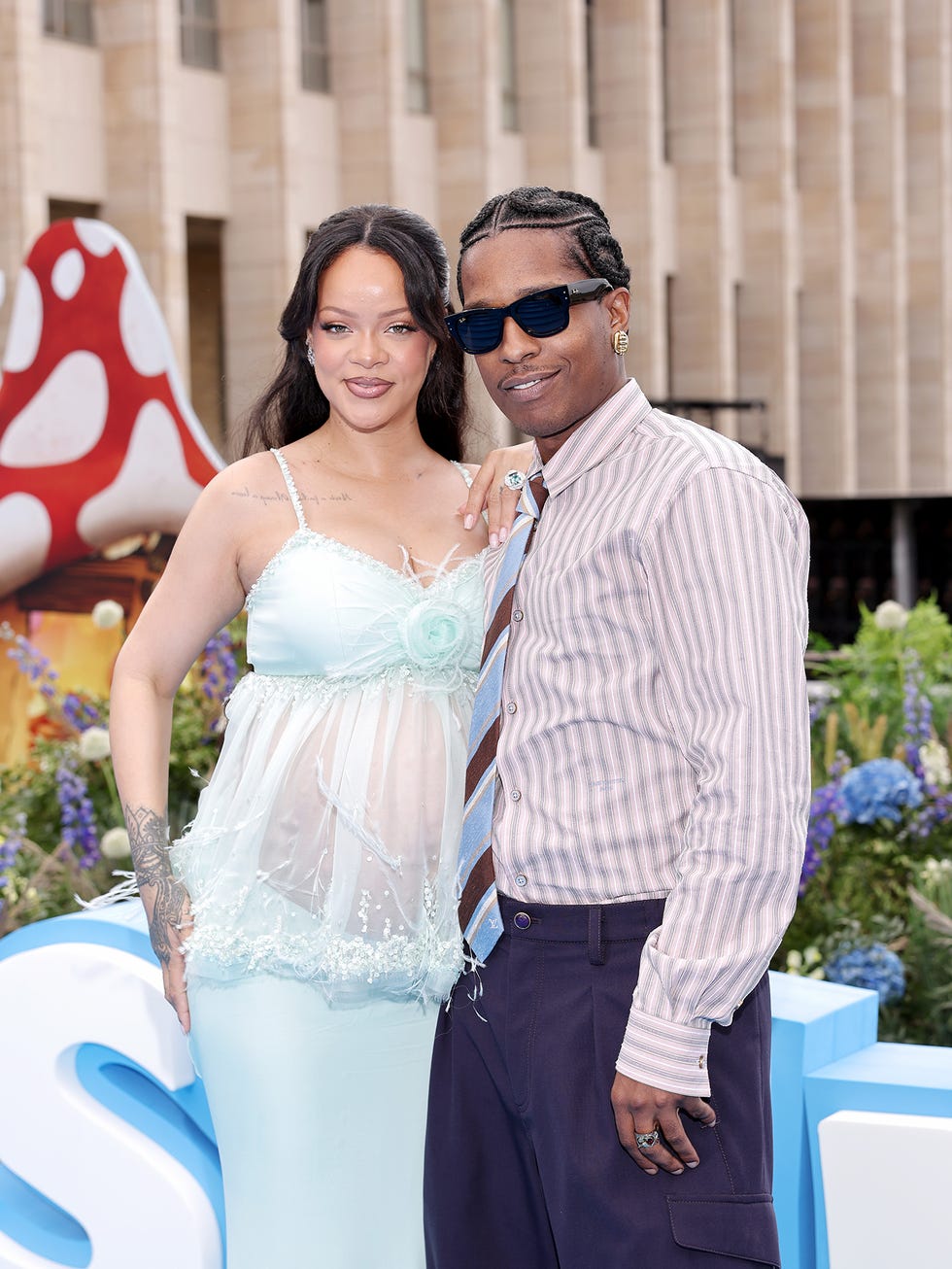 brussels, belgium june 28: rihanna and a$ap rocky attend the "smurfs" global premiere at mont des arts on june 28, 2025 in brussels, belgium. (photo by arnold jerocki/getty images for paramount pictures)