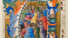Initial V: The Children of the World Praising the Lord, cutting from antiphonal, about 1430 – 1436