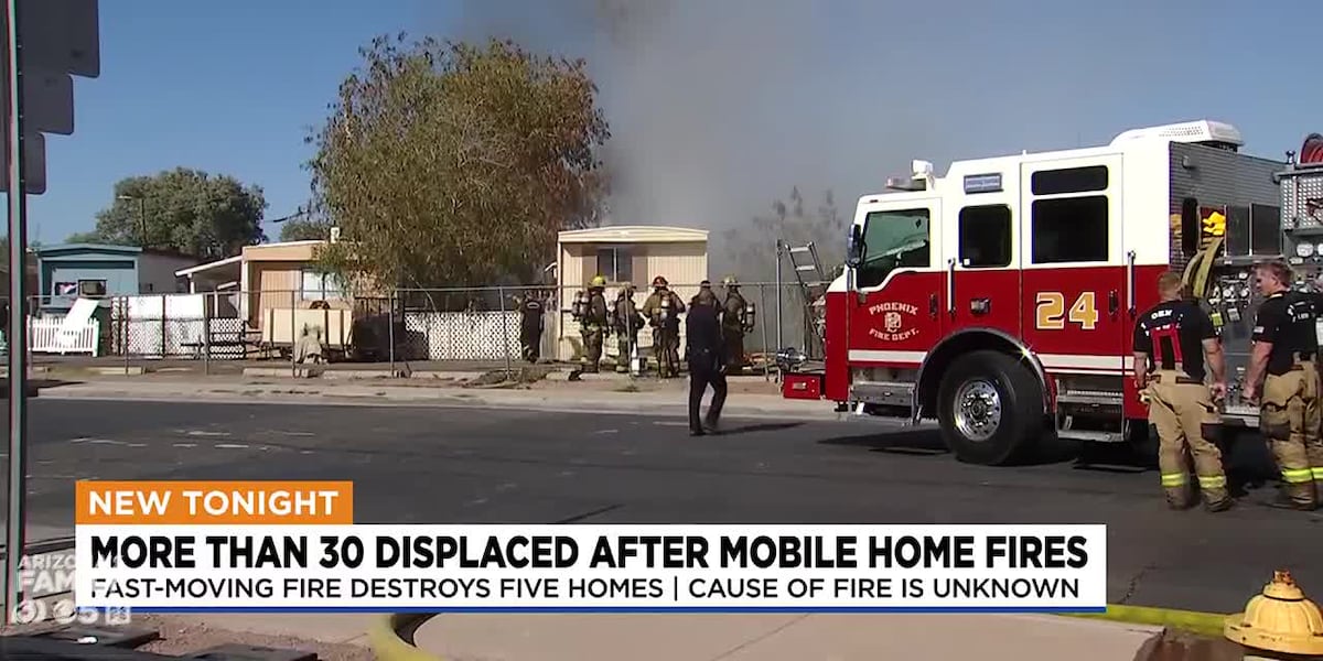 More than 30 people displaced after mobile home fire in Phoenix
