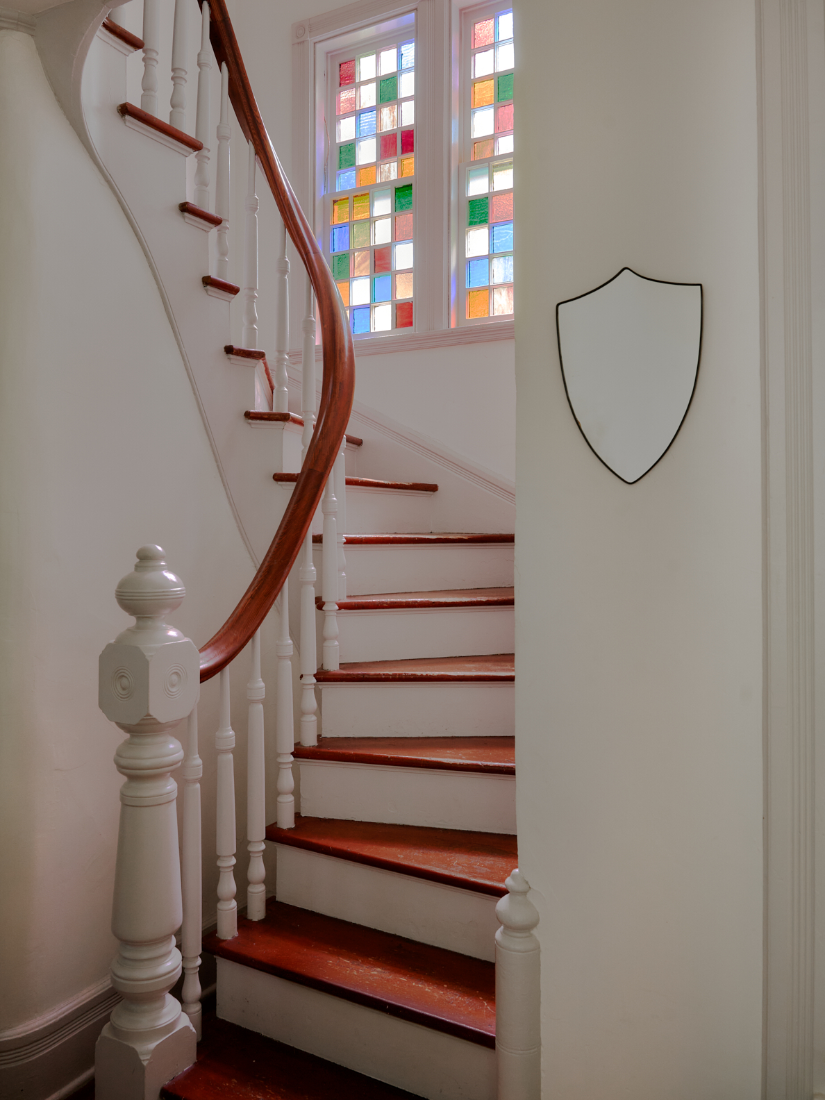 stair with stained glass window