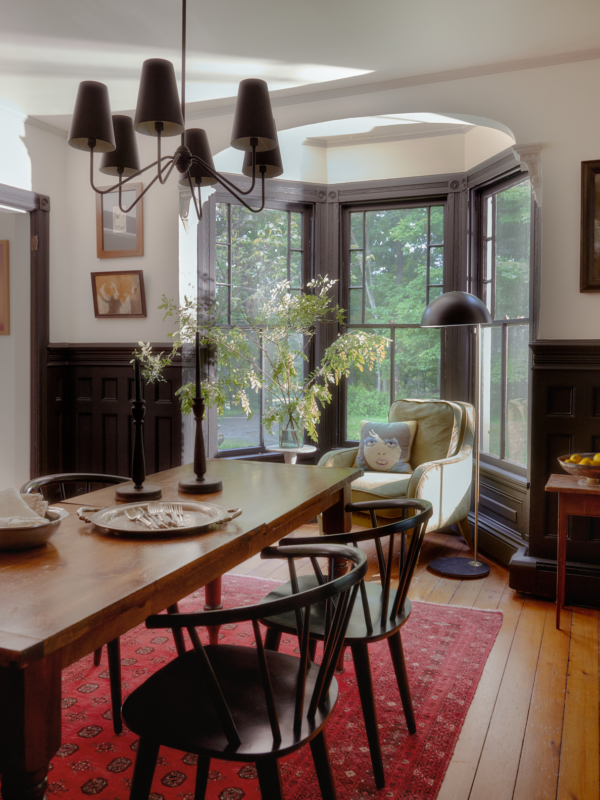 black and white dining room