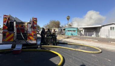 A mobile home fire in west Phoenix on Sunday afternoon left more than 30 individuals displaced. (Ph...