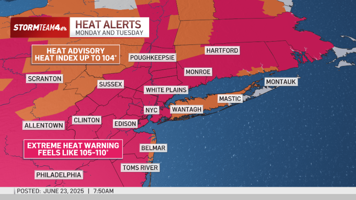 Tuesday forecasted to be worst of NYC area heat wave – NBC New York
