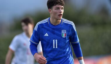 FLORENCE, ITALY: Emanuele Rao of Italy U17 looks on during the International Friendly match between Italy U17 and Spain U17 on January 25, 2023. (P...