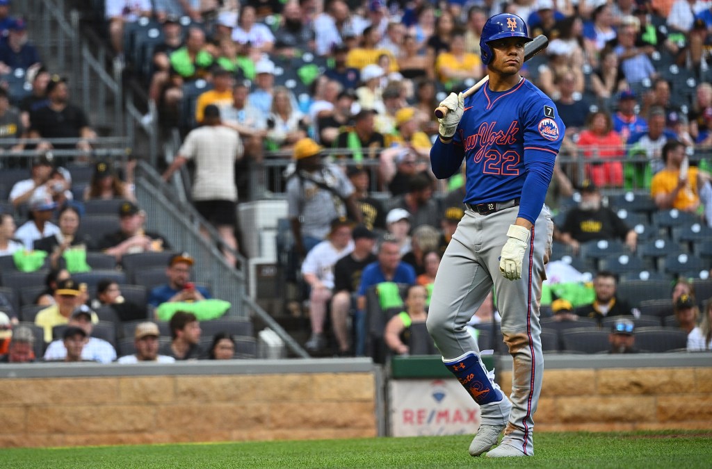 Juan Soto #22 of the New York Mets at bat.