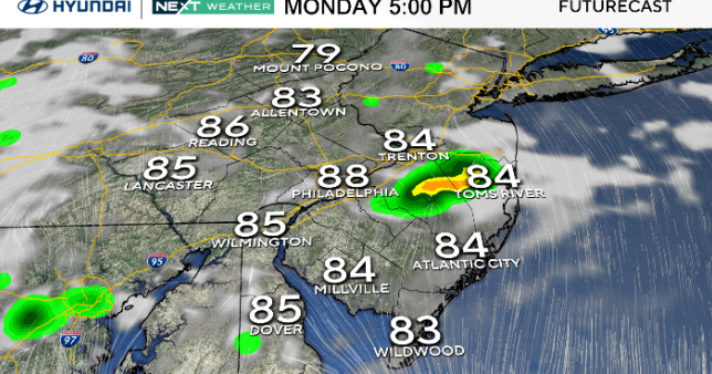Scattered showers, thunderstorms expected Monday in Philadelphia region. Here's the weather forecast.