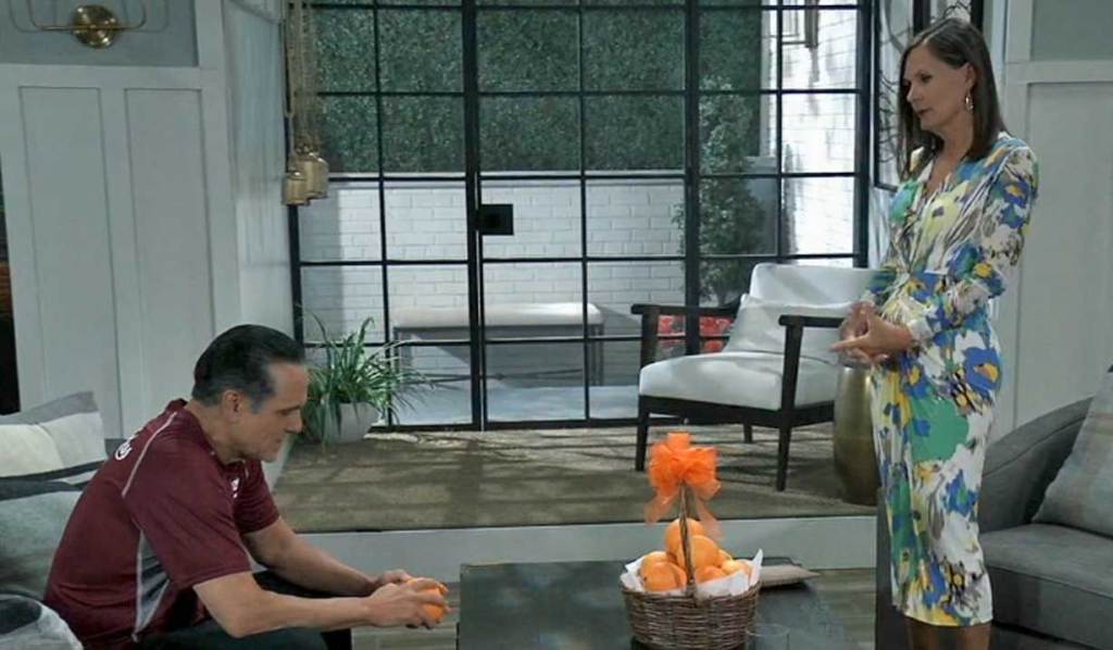 Lucy, sonny and a basket of oranges GH