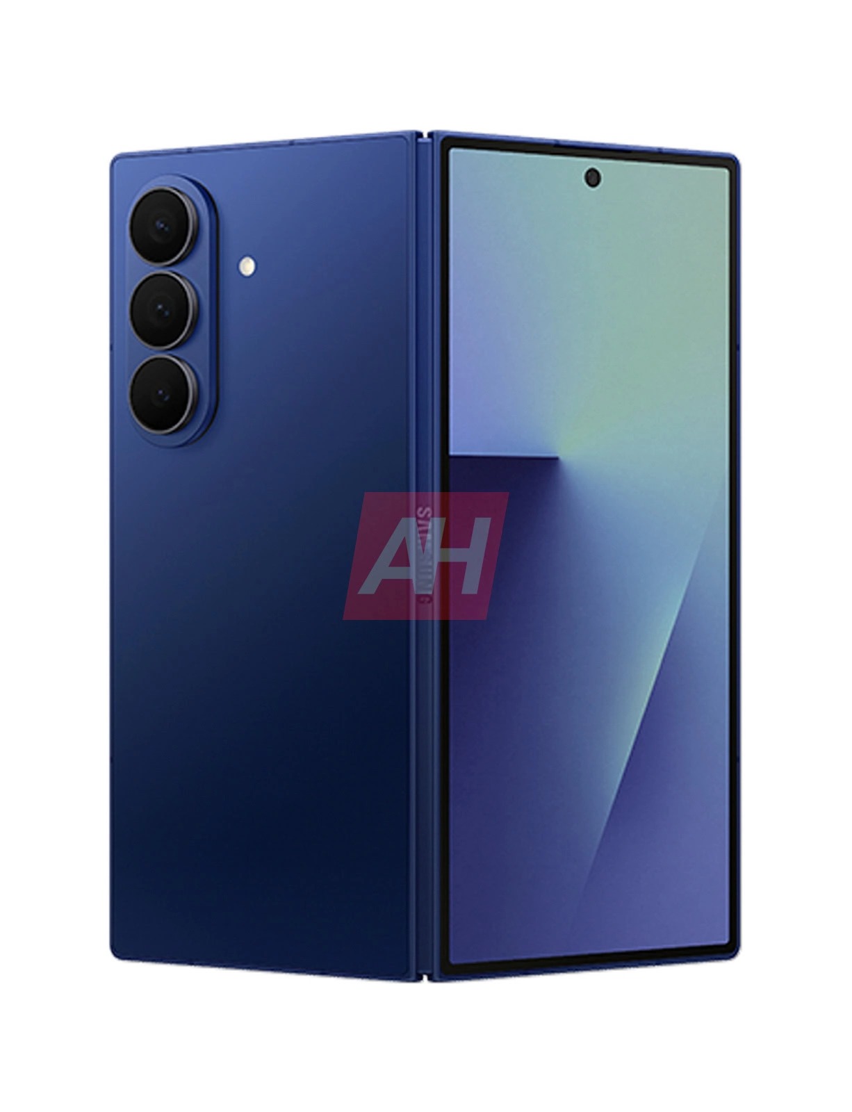 Allegedly official render of the Samsung Galaxy Z Fold 7 from the back, with the phone open