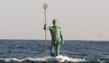 Neptune Sculpture Shows the Roman God Emerging From the Sea
